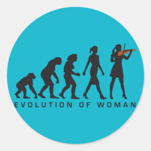 Adesivo Redondo evolution of woman female violin player