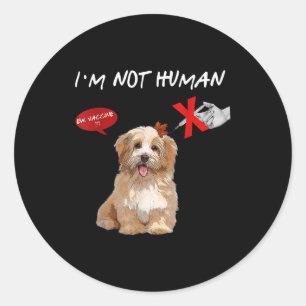 Adesivo Redondo Ew Vacine Não sou um Homem Engraçado Shih Tzu Dog 