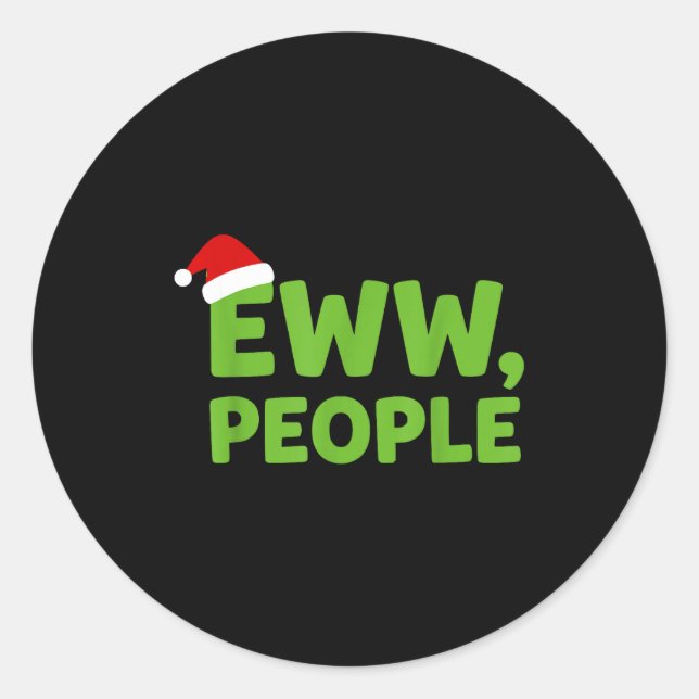 Adesivo Redondo Eww People Santa Hat Funny Christmas Men Women  (Frente)