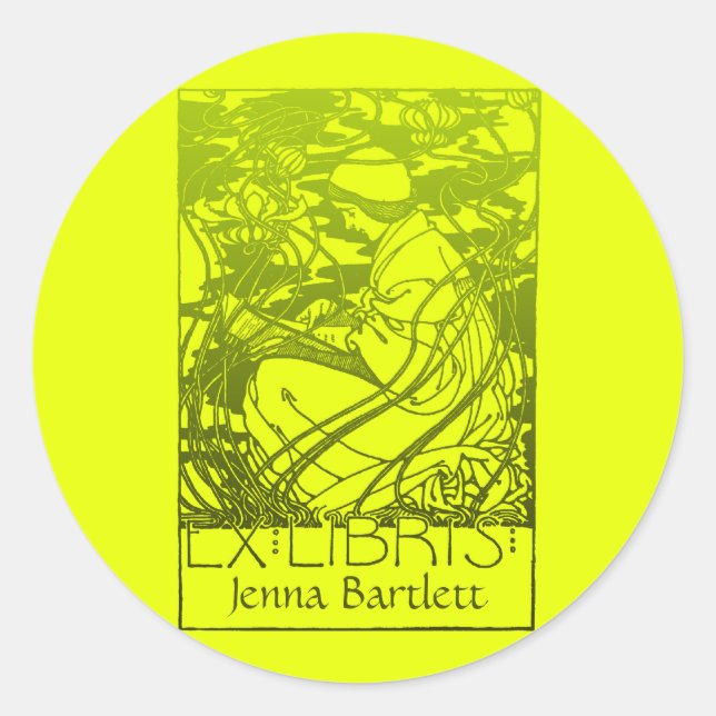 Adesivo Redondo Ex-Libris Art Nouveau Sticker (Frente)