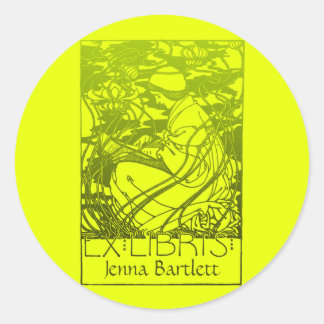 Adesivo Redondo Ex-Libris Art Nouveau Sticker