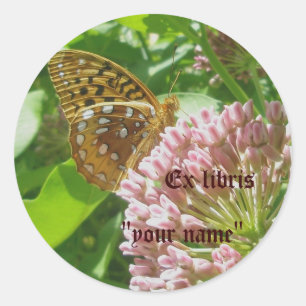 Adesivo Redondo Ex Libris Fritillary Stickers para Personalizar