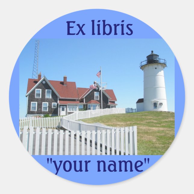 Adesivo Redondo Ex Libris Lighthouse Stickers para Personalizar (Frente)