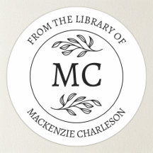 Ex-libris Personalizado com Monograma da Bibliotec
