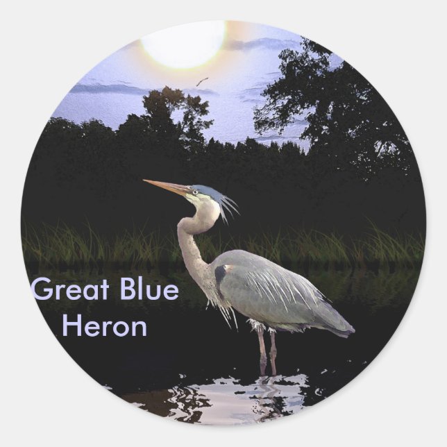 Adesivo Redondo EXCELENTE BLUE HERON Stickers (Frente)