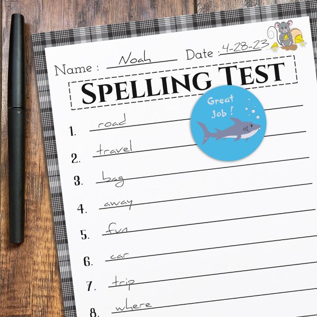 Adesivo Redondo Excelente Cartoon Sharon Blue Reward Stickers (Criador carregado)