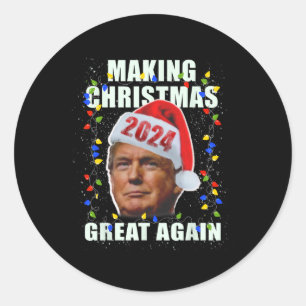 Adesivo Redondo Excelente de Natal de Fazer Trump Novamente Pro Re