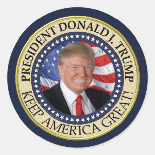 Adesivo Redondo Excelente do Presidente Donald Trump 2020 Keep Ame