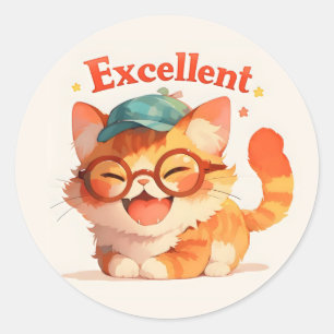 Adesivo Redondo Excelente Gato Feliz