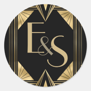 Adesivo Redondo Excelente Gatsby art deco elegante do casamento St