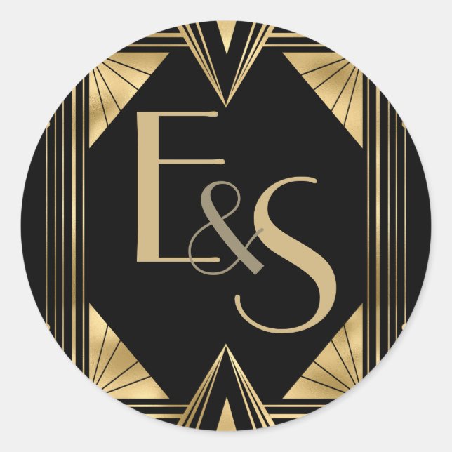 Adesivo Redondo Excelente Gatsby art deco elegante do casamento St (Frente)