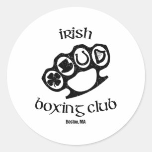 Adesivo Redondo Excelente Irish Boxing Men Club Boston Fighting Pu