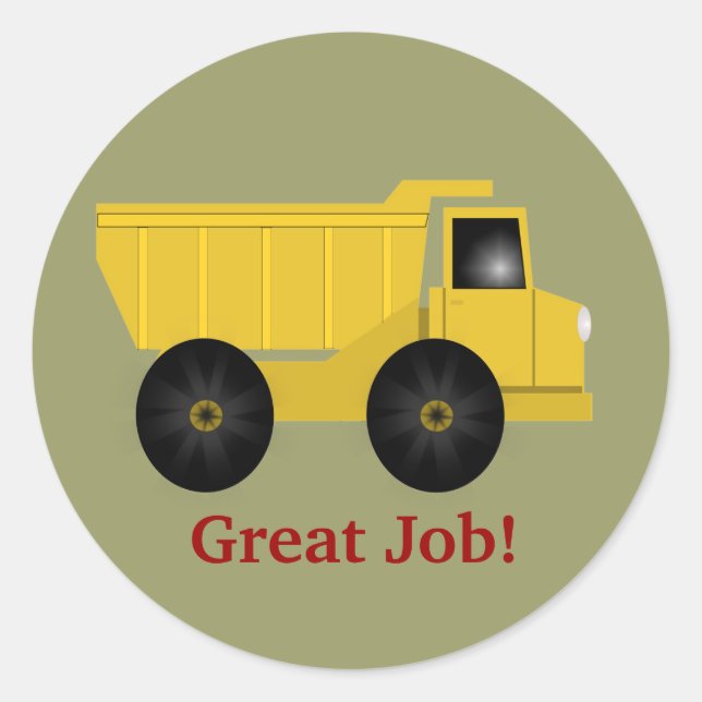 Adesivo Redondo Excelente Job Dump Truck Sticker - Personalize-O! (Frente)