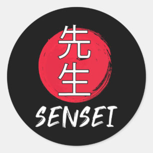 Adesivo Redondo Excelente Karate Sensei Desenho de Combate Japonês