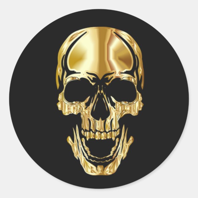 Adesivo Redondo Excelente legal, caveira Dourada (Frente)