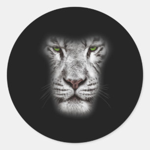 Adesivo Redondo Excelente Lion Face Com Olhos Verdes Escuros Arte