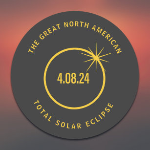 Adesivo Redondo Excelente Norte-Americano Total Eclipse Solar 04.0