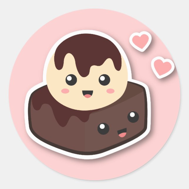 Adesivo Redondo Excelente par de Sorvetes Vanilla e Brownie (Frente)