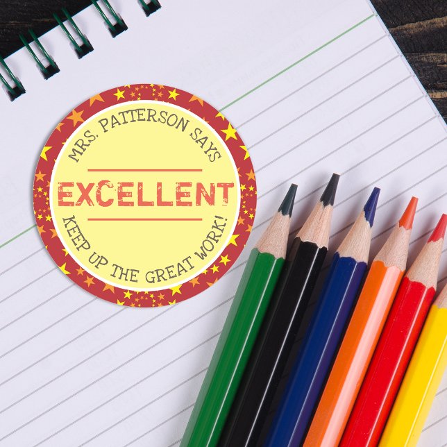 Adesivo Redondo Excelente | Professores personalizados (Excellent | Personalized Teachers Classic Round Sticker)