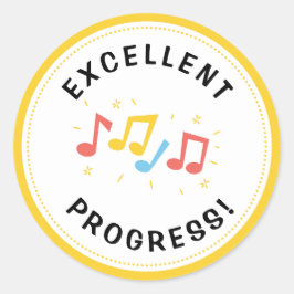 Adesivo Redondo Excelente progresso de notas de música divertida R