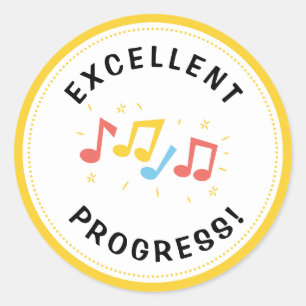 Adesivo Redondo Excelente progresso de notas de música divertida R