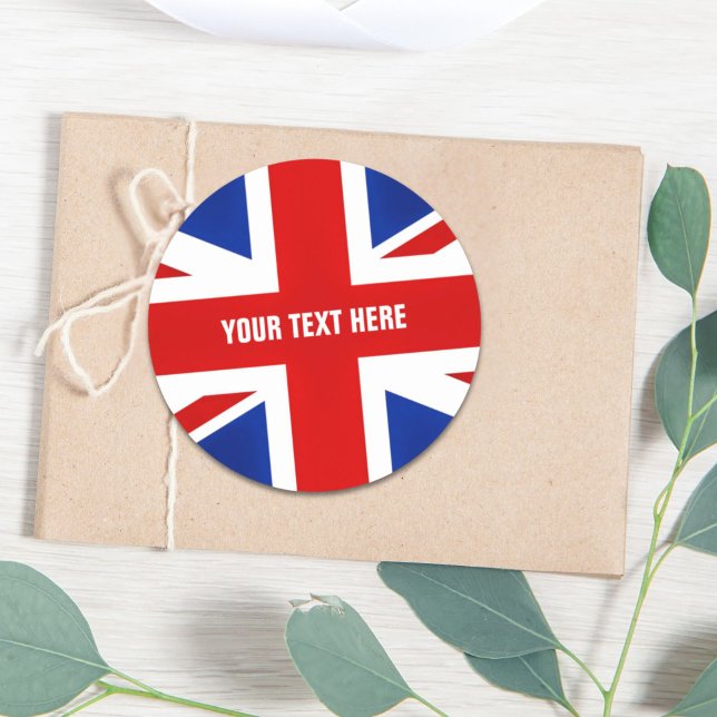 Adesivo Redondo Excelente Reino Unido Reino Unido Bandeira do Rein (Great Britain United Kingdom British UK Flag Classic Round Sticker)