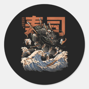Adesivo Redondo Excelente Sushi Dragon Comida japonesa Kawaii Drag