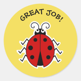 Adesivo Redondo Excelente trabalho ladybug professores amarelo