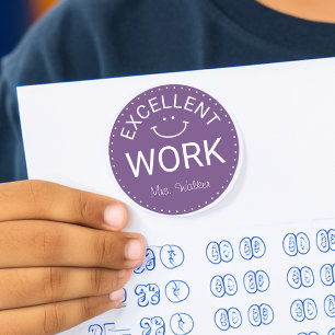 Adesivo Redondo Excelente Trabalho Professores Personalizados