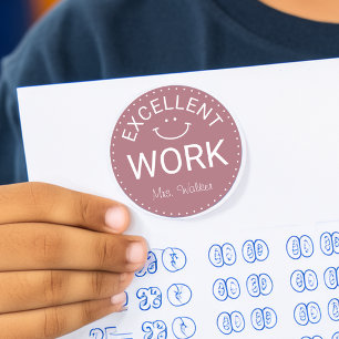 Adesivo Redondo Excelente Trabalho   Professores Personalizados