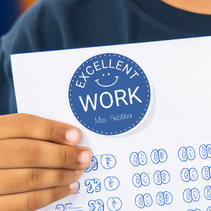 Adesivo Redondo Excelente Trabalho   Professores Personalizados