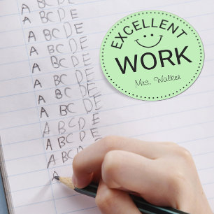 Adesivo Redondo Excelente Trabalho Professores Personalizados