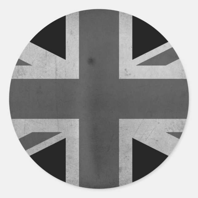 Adesivo Redondo Excelente UK Flag BW (Frente)