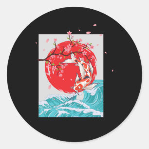 Adesivo Redondo Excelente Wave de Kanagawa Japonês Fish Carp Koi