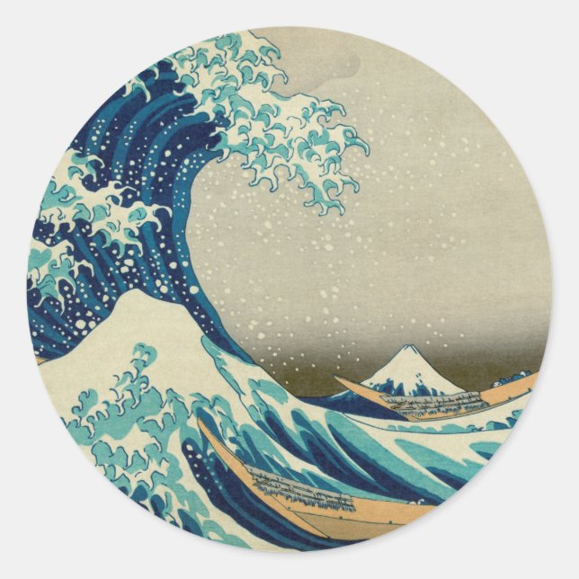 Adesivo Redondo Excelente Wave off Kanagawa & Japonês Art /Japão (Frente)