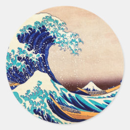 Adesivo Redondo Excelente Wave Off Kanagawa Japonês Woodblock Impr