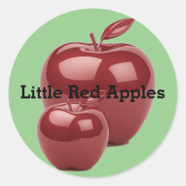 Adesivo Redondo Excluir ou Editar Maçãs Vermelhas de Texto em Verd
