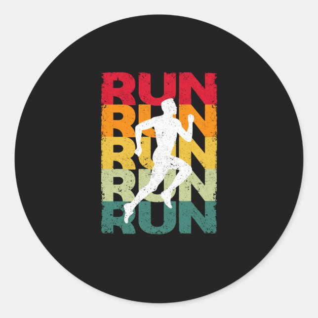 Adesivo Redondo Executando Vintage Retroativa Executando Executado (Frente)