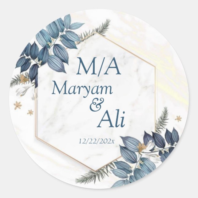 Adesivo Redondo Exemplo de licença de quadro Dourado do hexágono (Frente)