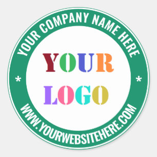 Adesivo Redondo Exemplo de logotipo de empresa personalizado e aut
