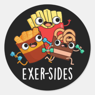 Adesivo Redondo Exer-sides Exercício Engraçado Trocadilho Fundo Es