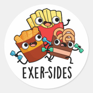 Adesivo Redondo Exer-sides Piada de Exercício Engraçada