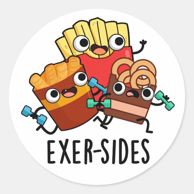 Adesivo Redondo Exer-sides Piada de Exercício Engraçada  (Frente)