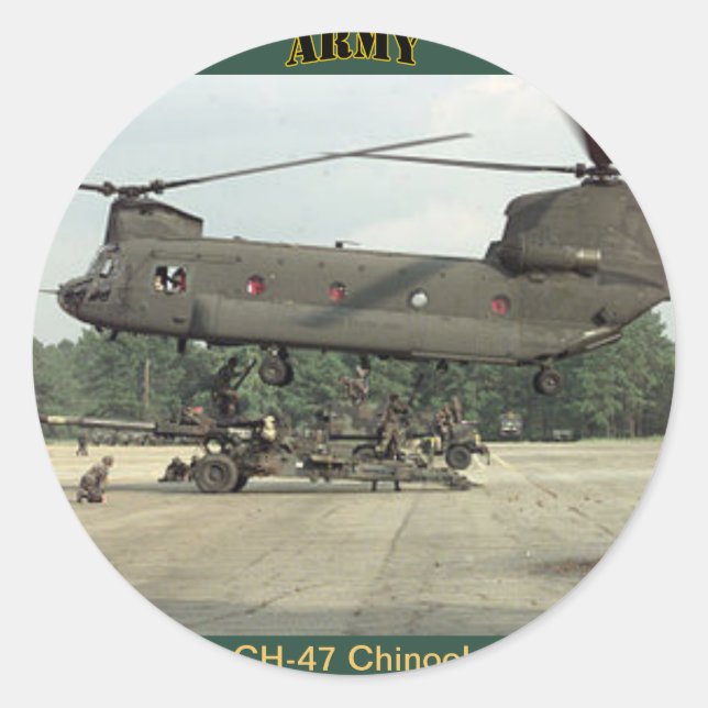 Adesivo Redondo Exército americano CH-47 Chinook Sticker (Frente)