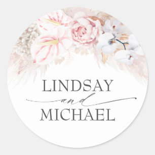 Adesivo Redondo Exóticos Elegantes de Grama Rosa e Antracuros Pam