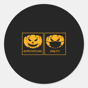 Adesivo Redondo Expectativas realidade abóbora jack o lantern rost