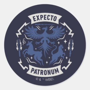 Adesivo Redondo Expecto Patronum Gráfico de Silhueta Vintage