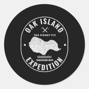 Adesivo Redondo Expedição de Oak Island Treasure Hunt Retro Mistér