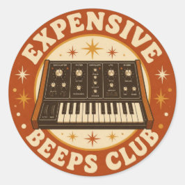 Adesivo Redondo Expensive Beeps Club – Lustiger Synth Nerd