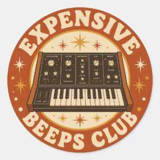 Adesivo Redondo Expensive Beeps Club – Lustiger Synth Nerd